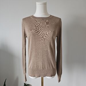 Banana Republic XS silk cashmere tan crewneck knit sweater